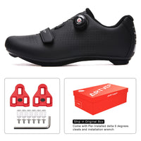 1 x RAW Customer Returns ARTVEP Cycling Shoes Men Women Road Bike Shoes MTB Cycling Shoes Compatible with Look SPD SPD-SL Delta Lock Pedal Riding Shoes Peloton Shoes All Black EU42 260 - RRP €59.99