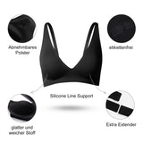 1 x RAW Customer Returns SHARICCA Seamless Bra Women Without Underwire V-Neck Bralette Women s Bras Posture Corrector Comfortable and Soft Bustier Seamless Push up T-Shirt Bra Soft Black-1P03-M  - RRP €29.23