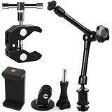 1 x RAW Customer Returns Magic Arm 11 inch metal adjustable articulated arm Magic Arm with 1 4 and 3 8 thread super clamp, phone clip and tripod mount adapter for action camera DSLR LED light flash LCD - RRP €20.87