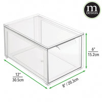 1 x RAW Customer Returns mDesign Storage Box with Drawer - Flat Plastic Drawer Box for Shoe Storage - Stacking Box for Shoes, Accessories and More - Clear - RRP €23.06