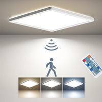 1 x RAW Customer Returns BLNAN LED ceiling light with radar motion detector, 24W ceiling lamp flat with remote control, panel motion sensor, warm neutral cold white for bathroom, hallway, stairs, toilet, garage, basement, balcony 30cm - RRP €36.99