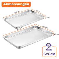 1 x RAW Customer Returns TEAMFAR baking tray set of 2, rectangular baking tray made of stainless steel for baking, cooking, serving, non-toxic and healthy, highly polished, easy to clean and dishwasher safe - RRP €22.68