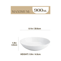 1 x RAW Customer Returns MALACASA, Regular Series, 6-piece pasta plate, soup plate, cream white porcelain salad plate, serving plate, deep plate for spaghetti, large soup bowl for pasta, soup, salad, fruit, 900 ml - RRP €36.29