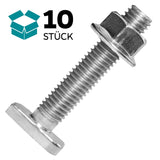 1 x RAW Customer Returns VOOXA Premium 10 pieces hammer head screws M10x25mm type 28 15 and self-locking nuts DIN 6923 made of stainless steel A2 for photovoltaic mounting rails, PV systems - RRP €10.99