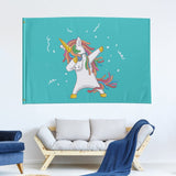 1 x RAW Customer Returns Decorative House Flag Yard Banner Cute Unicorn Dancing Party Print All Seasons Holiday Welcome Garden Flags Lawn Decoration 47x71 inch - RRP €13.59