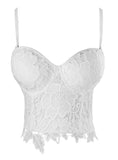 1 x RAW Customer Returns Charmian Women s B Cup Sexy Beauty Floral Lace Bustier Club Party Crop Top Bra White 5X-Large - RRP €52.8