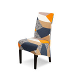 1 x RAW Customer Returns Lydevo Chair Covers with Elastic Backs 6 Pieces XL Large Dining Room Chair Cover Washable Removable Dining Chair Covers Kitchen Chair Covers, Orange Geometry - RRP €29.99