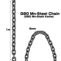 1 x RAW Customer Returns BriSunshine G80 chain sling heavy duty manganese steel sling chain 4 strand crane chain for lifting, with 6.4T load capacity 8mmx1.45m  - RRP €129.99