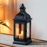 1 x RAW Customer Returns TRIROCKS Rustic Style Metal Candle Lantern 13 Tall Decorative Outdoor Lantern Candle Holder with Tempered Glass for Thanksgiving Garden Patio Indoor Outdoor Parties Black  - RRP €31.51