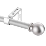 1 x RAW Customer Returns Curtain rod, curtain rod with cap knobs with brackets, fittings set made of stainless steel, 16 mm diameter curtain rod - RRP €20.16