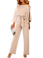 1 x RAW Customer Returns HAPPY SAILED Women s Long Sleeve O-Neck Elegant Long Jumpsuit Overall Trouser Suit Playsuit Romper Apricot,XXXL - RRP €40.7