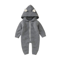 1 x RAW Customer Returns VICROAD Baby Romper with Hood for Newborn Girls Boys Onesie Warm Pullover Zipper Jumpsuit - RRP €23.18