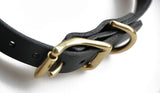 1 x Brand New Solid Brass Leather Collar for All Small, Medium Dogs and Cats Black, M for 12 -16 Neck  - RRP €19.15