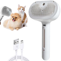 1 x RAW Customer Returns Cat Brush with Steam, USB Rechargeable Cat Brush, Dog Brush, Animal Hair Brush, Hair Remover Pet Brush for Long Hair and Short Hair for Massage Care and Hair Removal White  - RRP €17.23