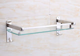 1 x RAW Customer Returns PIGPIGFLY Glass Shower Shelf, Bathroom Shelf, Bathroom Shelf, Polished Stainless Steel, Bathroom Storage, 40x 15 cm Drilling Machine Installation  - RRP €21.43