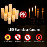 2 x RAW Customer Returns LED candles, flameless candles set of 9, battery operated candles flickering, D5.5cmxH10 12.5 15 17.5 20 22.8cm, real wax pillar candles with remote control and 24-hour timer function ivory  - RRP €59.98