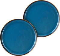 1 x RAW Customer Returns CSYY set of 2 pasta plates ceramic, dinner plate or breakfast plate, round dinner plate made of high-quality porcelain 21.5 cm blue  - RRP €29.75