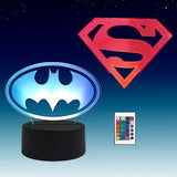 1 x RAW Customer Returns 2 in 1,Batman,Superman,Superhero,3D illusion LED Anime lamp,16 color RGB remote control,desk night light - RRP €19.67