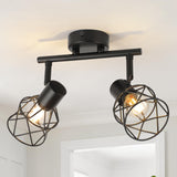 1 x RAW Customer Returns FORCOSO ceiling spotlight black swiveling 350 , spots ceiling light 2 flames metal ceiling lamp spotlight, E14 vintage ceiling spots wall spotlight, ceiling kitchen lamp kitchen living room hallway wall lamp - RRP €24.99