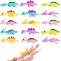 7 x Brand New May Huang Slingshot Dinosaur Toys 28 Pieces Slingshot Dinosaur Finger Toys Funny Flying Dinosaur Slingshot Finger Toys for Kids Teens - Random Color 28 Pieces  - RRP €134.4