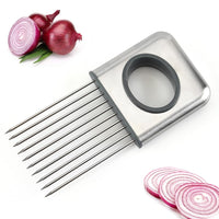 5 x Brand New Food Slice Assistant, onion holder slices, onion holder, onion cutter, stainless steel meat needle, stainless steel onion cutter holder, suitable for onion, tomato, potato, lemon, meat - RRP €102.0