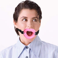 1 x RAW Customer Returns OnundOn Gag Mouth Extreme Silicone Mouth Gag Ring Ball Gag BDSM Gag Leather Ball Gag Mouth Penis Gag Woman Sex SM Mouth Gag Pink  - RRP €13.03