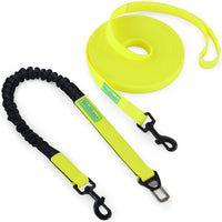 1 x RAW Customer Returns Wolfone Waterproof Dog Training Leash Set 3.2M Long Yellow Dog Leash and Elastic Shock Absorber with Reflective Wires and Car Seat Belt Buckle - RRP €17.83