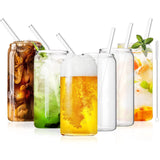 1 x RAW Customer Returns YIAE long drink glasses set of 6, 500ml beer glasses, cocktail glasses, iced coffee glasses, can-shaped drinking glasses with straw for families, ideal for every drink and every occasion - RRP €30.91