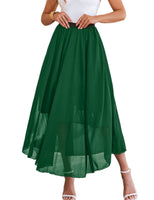 1 x RAW Customer Returns Zeagoo Tulle Skirt Women s A Line Maxi Skirt High Waist Plain Floral Print Tutu Skirt Long Green XXL - RRP €27.25