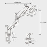 1 x RAW Customer Returns HILLPORT Monitor Mount 17-34 inch Screens Gas Spring Monitor Arms Load Capacity 2-9KG, Monitor Mount Screen Mount Single Arm Stand Desk Clamp VESA 75 100mm M5B - RRP €59.97