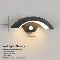 1 x RAW Customer Returns SENQIU LED wall light, modern wall light with motion detector, 24W warm white waterproof IP65 aluminum anthracite wall light with motion detector outdoor indoor, for villa veranda, garden, balcony, 3000K - RRP €33.64