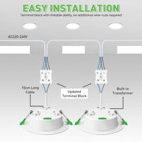 1 x RAW Customer Returns ALUSSO LED recessed spotlights 230V dimmable LED spots 8W 850LM flat ceiling spots 3CCT 3000K warm white 4000K neutral white 6500K cold white IP44 recessed lights for bathroom kitchen living room, set of 6 - RRP €41.7