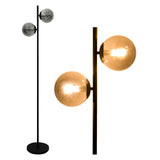 1 x RAW Customer Returns Neatfi Sphere Floor Lamp, 3000K Warm Lighting, 159 cm Tall, Single Pole Modern Lamp for Living Room, Bedroom and Office 2 Globes  - RRP €108.86