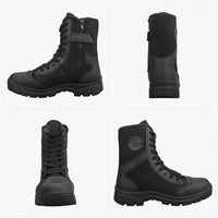 1 x RAW Customer Returns LUDEY Men Military Boots with Side Zipper, Patrol Combat Army Tactical Recruits Training Uniform Boots Shoe A-307 B-44 EU Black - RRP €52.99