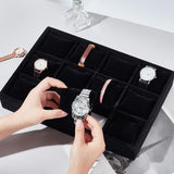 1 x RAW Customer Returns PH PandaHall 12 Slot Black Velvet Watch Jewelry Display Watch Tray Jewelry Watch Display Box Jewelry Trays for Watch Bands Jewelry Holder - RRP €35.29