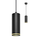 1 x RAW Customer Returns BOYIR pendant light modern cylinder black hanging lamp 15 cm, hanging light height-adjustable aluminum chandelier with GU10 socket max. 60 watt pendant lamp ceiling lamp for living room bedroom - RRP €21.35