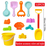 1 x Brand New Falafoty Kids Sand Toy Set, Beach Sand Toys with Bucket, Shovel, Rake, Castle, Outdoor Toys Fun Sand Tools for Summer Beach, Gift for Kids Boys Girls 12pcs  - RRP €8.2