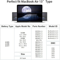 1 x RAW Customer Returns KYUER A1496 A1405 A1377 Batteria per MacBook Air 13 A1369 Late 2010 Mid 2011 A1466 Mid 2012 2013 Early 2014 2015 2017 MC965LL A MC966 MD231 MD760 MD761 MJVE2LL A MJVG2LL A EMC2559 2632 2925 2469 - RRP €39.05