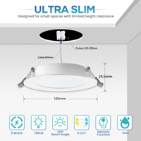 1 x RAW Customer Returns ALUSSO LIGHTING LED recessed spotlight 230V, 9W warm white 3000K neutral white 4000K cool white 6500K adjustable, 25.5mm slim flat ceiling spotlight, IP44 waterproof for bathroom, living room, kitchen, pack of 6 - RRP €36.29