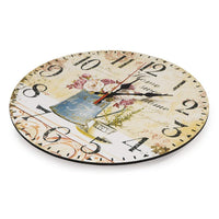 1 x RAW Customer Returns LOHAS Home 12 inch 30CM wooden wall clock kitchen clock in country style, silent non-ticking for the kitchen, home office, living room and bedroom cafe flowers  - RRP €16.03