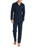 1 x RAW Customer Returns DAVID ARCHY Men s Cotton Pajamas Sleepwear Long Sleeve Shirt and Lounge Pants with Button Placket Pockets and Ribbon Pack of 1, Dark Blue, XL - RRP €47.39