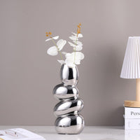 1 x RAW Customer Returns XIAOMAGG Home Decor Ceramic Vase Flower Vases for Modern Rustic Wedding Living Room Table Centerpiece Creative Egg Shape Vase Silver Plated  - RRP €21.3