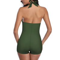 1 x RAW Customer Returns Durio Women s One-Piece Swimsuit Tummy Control Swimwear Swimsuit Beachwear Monokinis Halterneck Push Up Large Sizes Army Green 46-48 Tag Size 3XL  - RRP €36.29