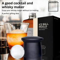 1 x RAW Customer Returns GooD ELEMENT, set of 2, ice ball maker, large ice cubes, ice cube mold ball, round ice cube mold, gift ideas with alcohol, whiskey gifts for men, ice cubes iced coffee, cocktail accessories black  - RRP €18.54