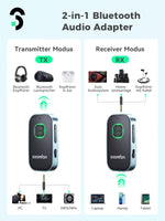 1 x RAW Customer Returns 2-in-1 Bluetooth 5.0 transmitter receiver jack 3.5mm, SOOMFON Aux adapter, wireless splitter, transmitter receiver for car, TV, television, headphones, stereo system - RRP €19.99