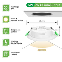 1 x RAW Customer Returns ALUSSO LIGHTING 5W LED recessed spotlight 230V, 350LM 4500K ultra flat mini slim ceiling spots installation depth 30mm, IP44 recessed lights for bathroom living room kitchen, set of 6 - RRP €11.84