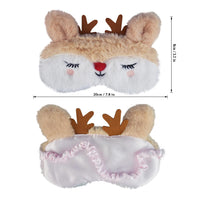 2 x Brand New Ulife Mall 3D Cute Christmas Moose Plush Sleep Masks, Night Mask for Sleeping Travel Blindfold Breathable Eye Cover for Kid Women Girls - Beige - RRP €19.96