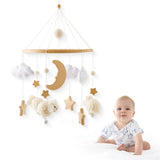 1 x RAW Customer Returns Promise Babe Baby Mobile Wooden Sheep Baby Wind Chimes with Felt Balls Wooden Star Moon Baby Girl Mobile Baby Bed Baby Table Changing Table Wooden Crocheted Clouds Mobile Bell Bed Pendant Sheep Bed Bell - RRP €25.99