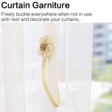 1 x RAW Customer Returns Lewondr Magnetic Curtain Rope, 2 Pieces Simple and Elegant Larger Sunflower Knitted Curtain Holder Decorative Tiebacks Curtain Binder Accessories for Office Home Decoration - Coffee Khaki - RRP €17.89