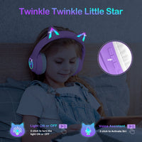 1 x RAW Customer Returns LOBKIN Bluetooth 5.1 Kids Headphones with Pocket - RGB LED Light Foldable Cat Ears Stereo Support Wireless and 3.5mm Cable - Children s Headphones for Girls and Toddlers - RRP €34.42